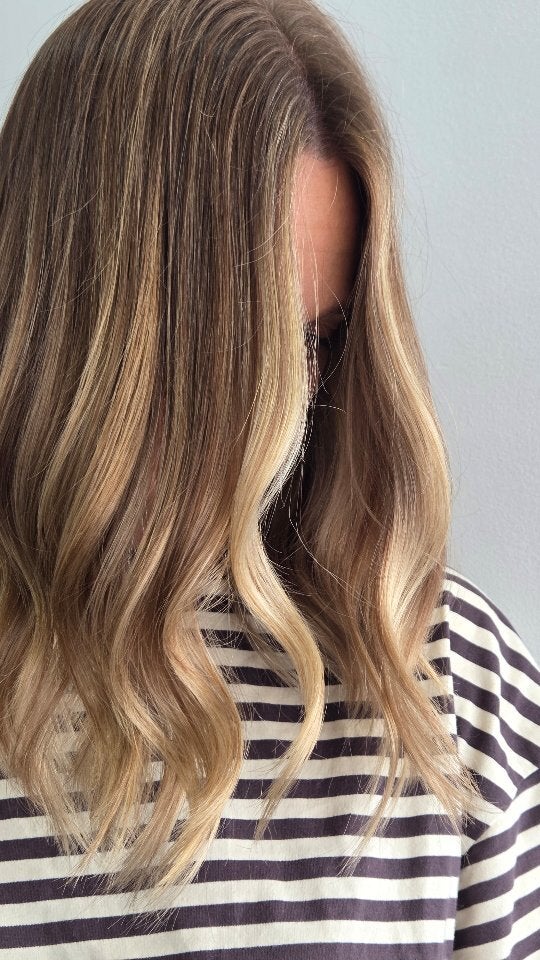 Brunette to blonde lived-in colour from behind
